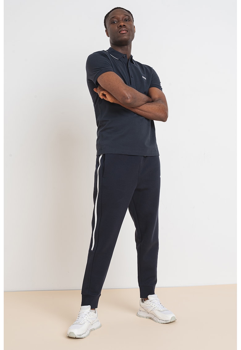 Слим тениска Paule с яка - Tъмносив BOSS