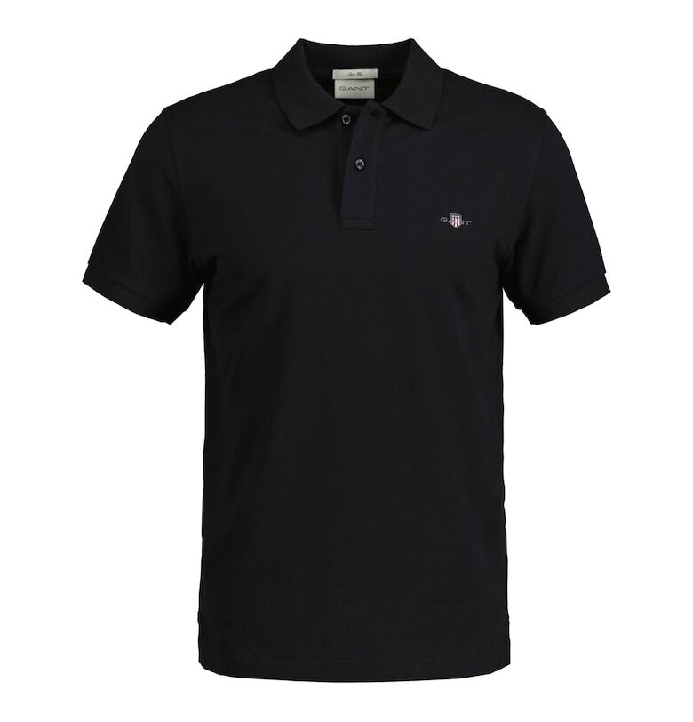 Слим тениска Shield с яка - Черен Gant