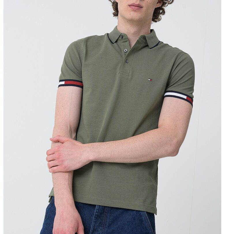 Слим тениска Signature с яка Tommy Hilfiger