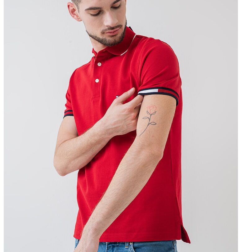 Слим тениска Signature с яка Tommy Hilfiger