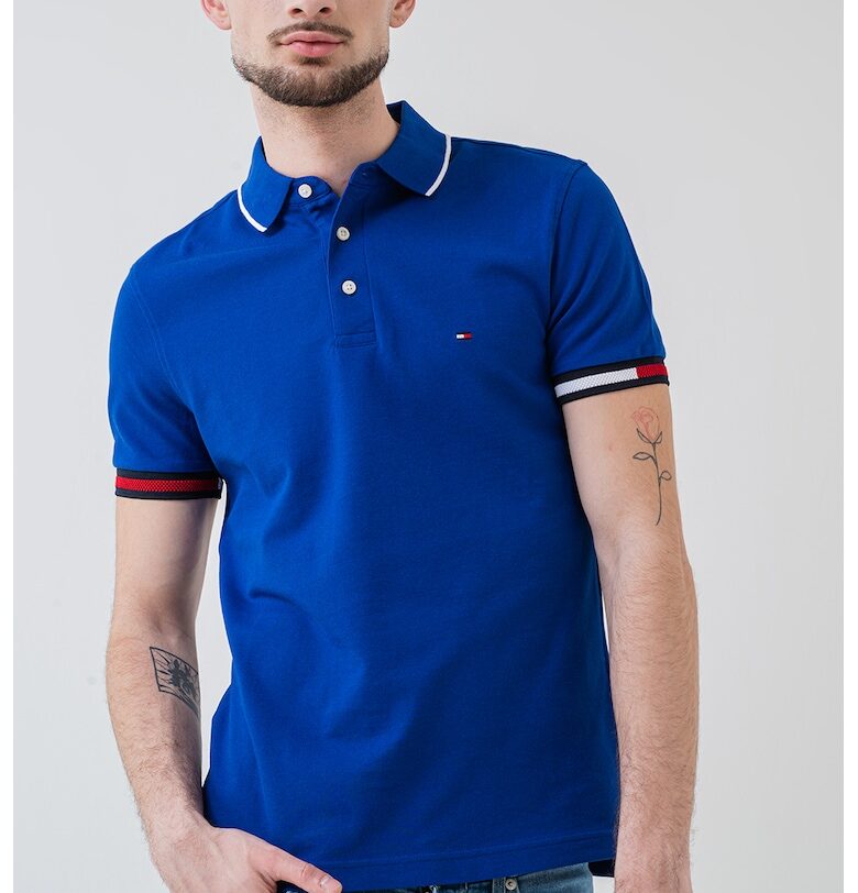 Слим тениска Signature с яка Tommy Hilfiger