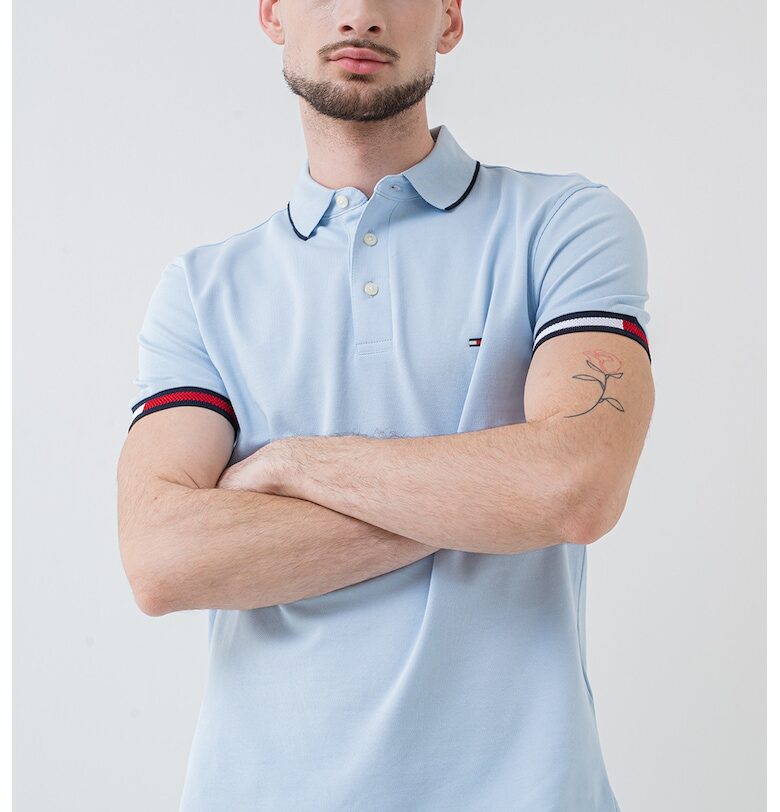 Слим тениска Signature с яка Tommy Hilfiger