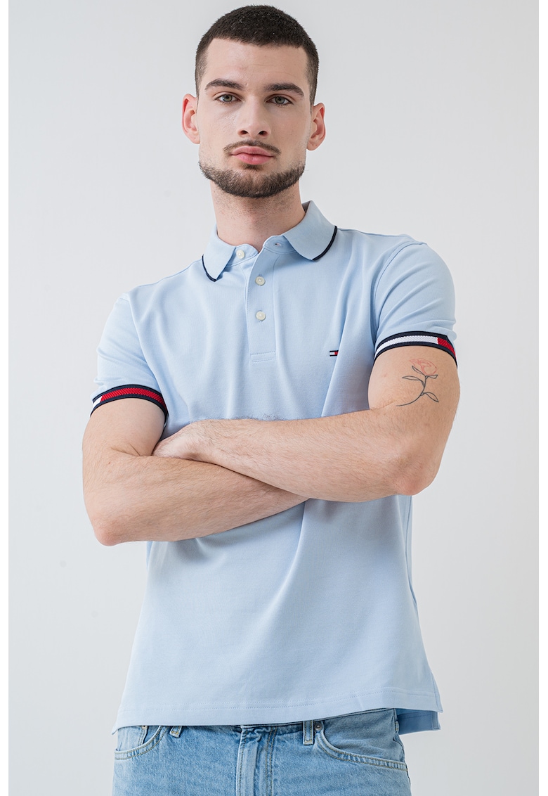 Слим тениска Signature с яка Tommy Hilfiger