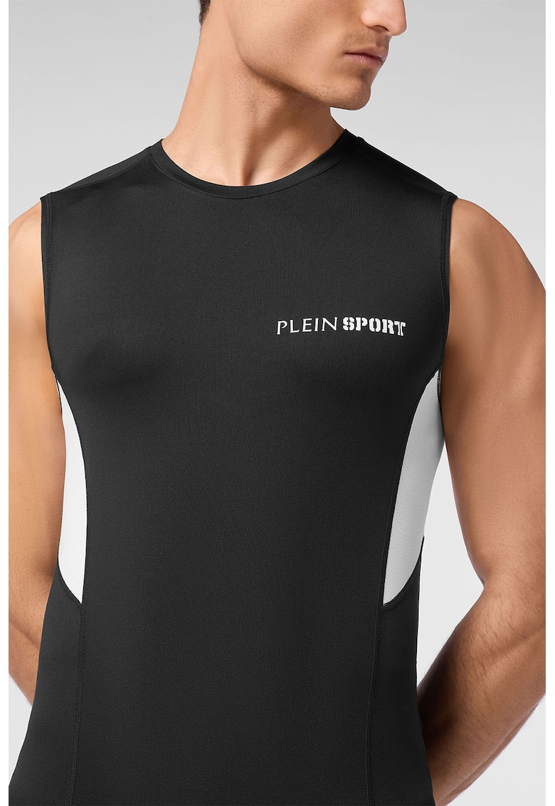 Слим тениска без ръкави - Бял/Черен Plein Sport