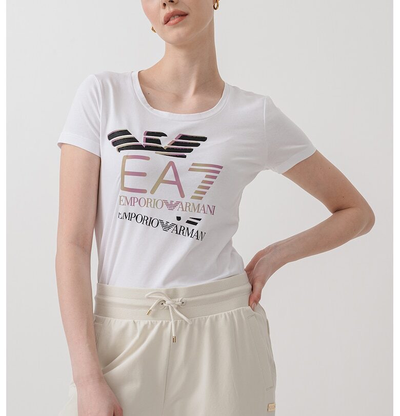 Слим тениска с лого - Бял EA7