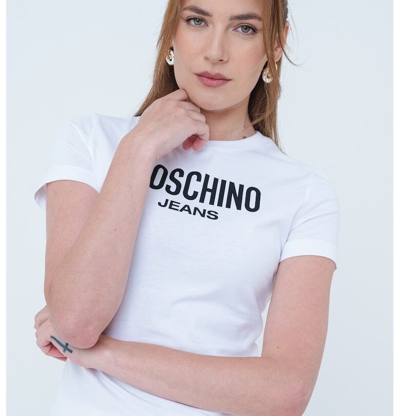 Слим тениска с лого - Черен/Бял Moschino Jeans