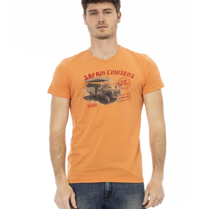 Слим тениска с овално деколте - Оранжев Trussardi