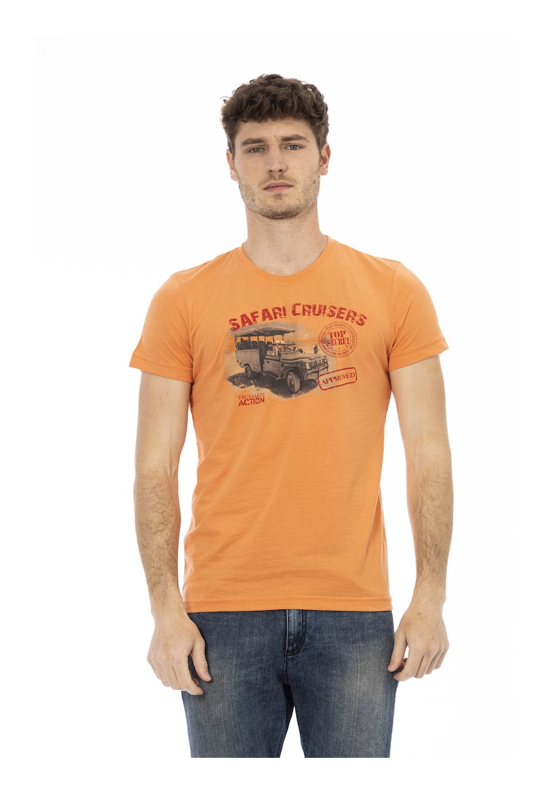 Слим тениска с овално деколте - Оранжев Trussardi