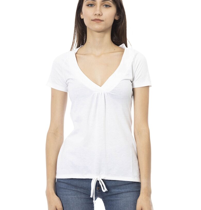 Слим тениска с шпиц - Бял Trussardi