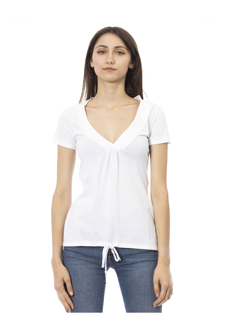 Слим тениска с шпиц - Бял Trussardi