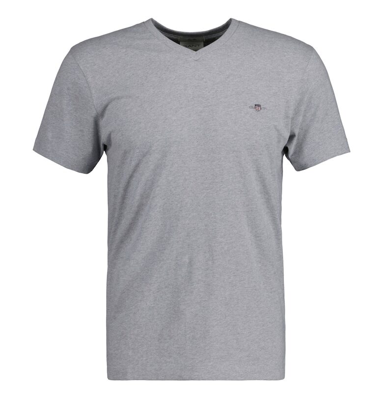 Слим тениска с шпиц - Светло сив Gant