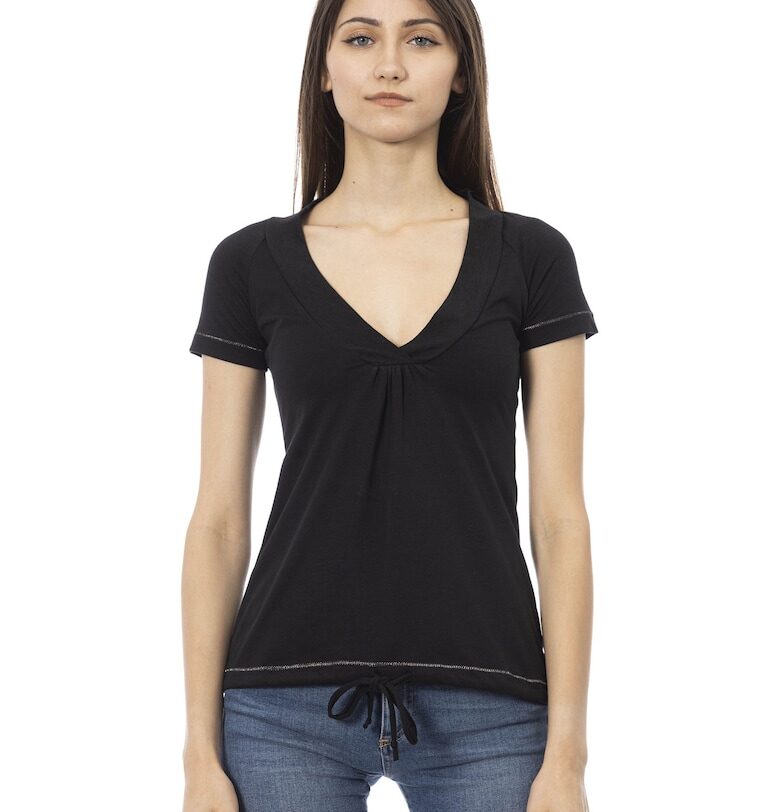 Слим тениска с шпиц - Черен Trussardi