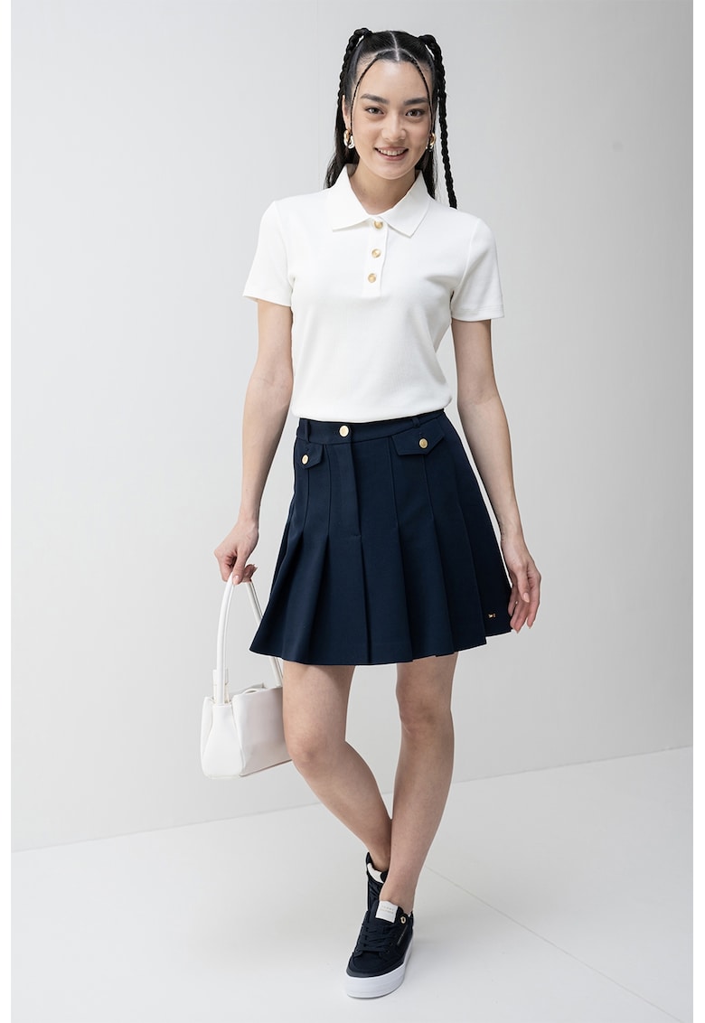 Слим тениска с яка - Бял Tommy Hilfiger