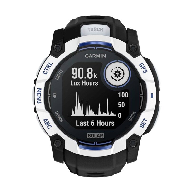 Оригинален Мъжки Смарт часовник Garmin Instinct 3 Solar 50 мм Whitestone/Black/Bolt Blue 010-02935-03