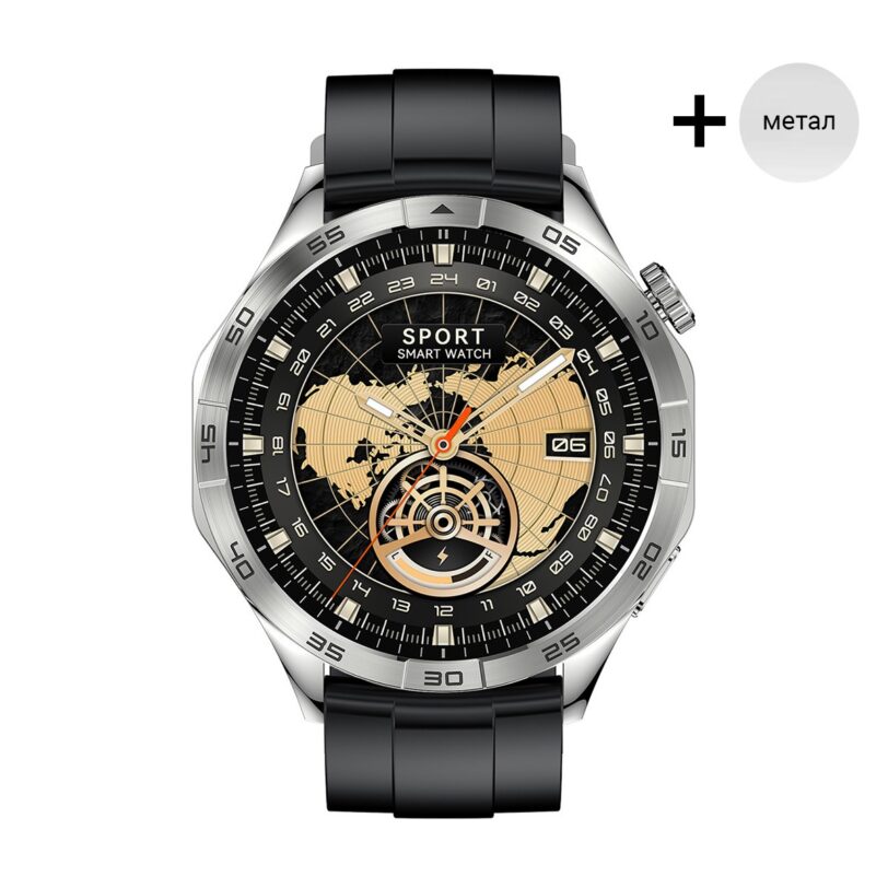 Оригинален Мъжки Смарт часовник Lemfo Amoled 46 мм Silver/Black HK4-S