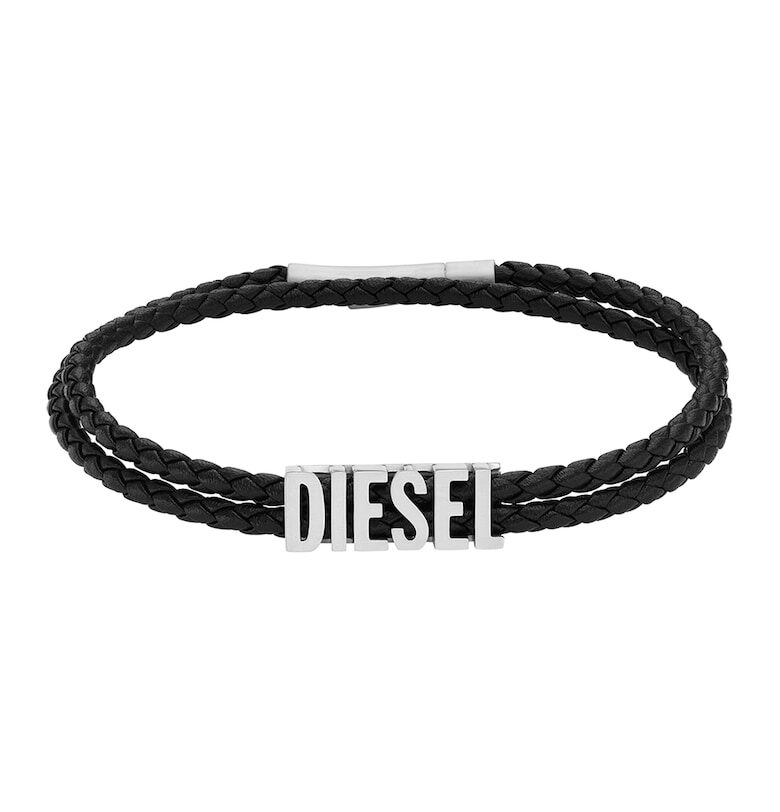 Сплетена кожена гривна с лого Diesel