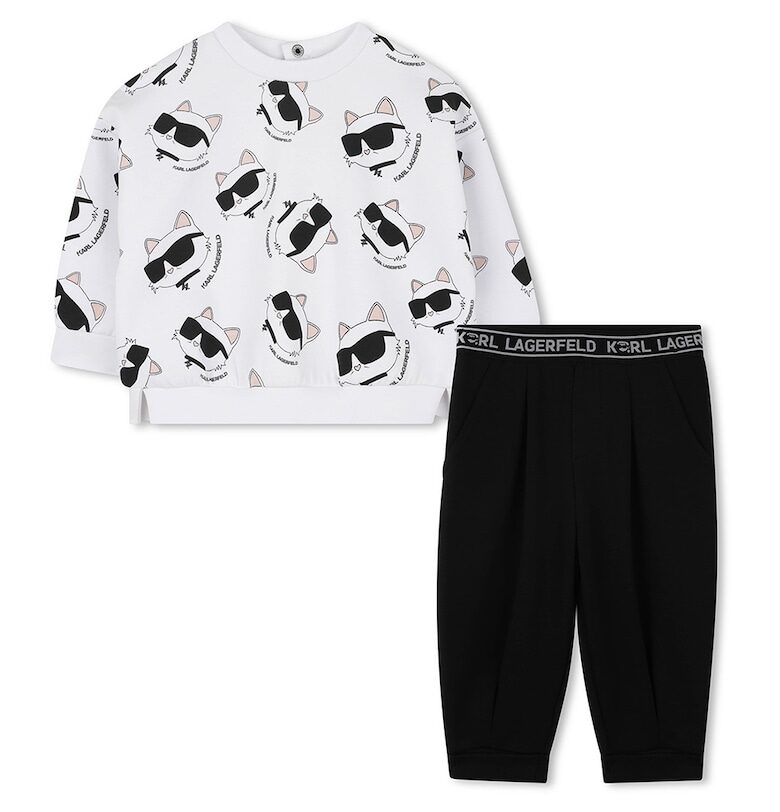 Спортен екип с лого - Бял/Черен KARL LAGERFELD KIDS