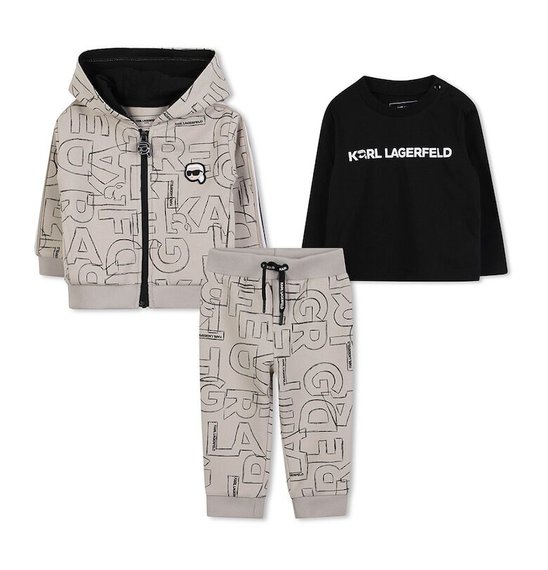 Спортен екип с лого и блуза - Черен/Бежов KARL LAGERFELD KIDS