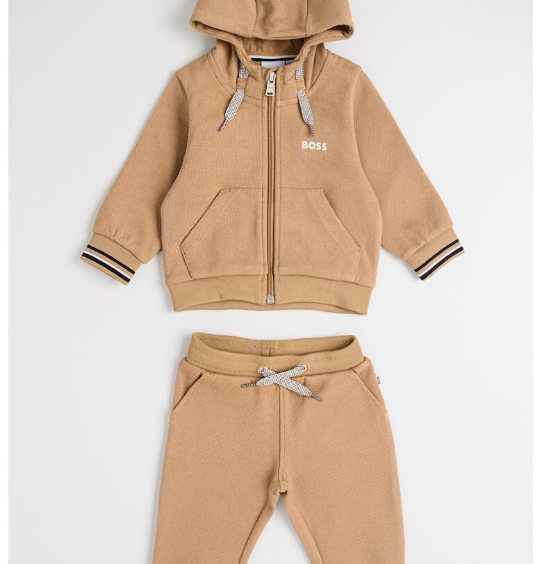 Спортен екип с памук с лого - Бежов BOSS Kidswear