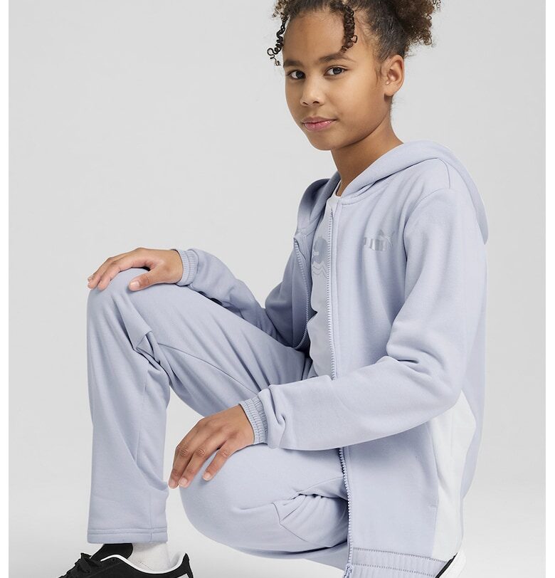 Спортен екип с цип и качулка - Светлосин Puma