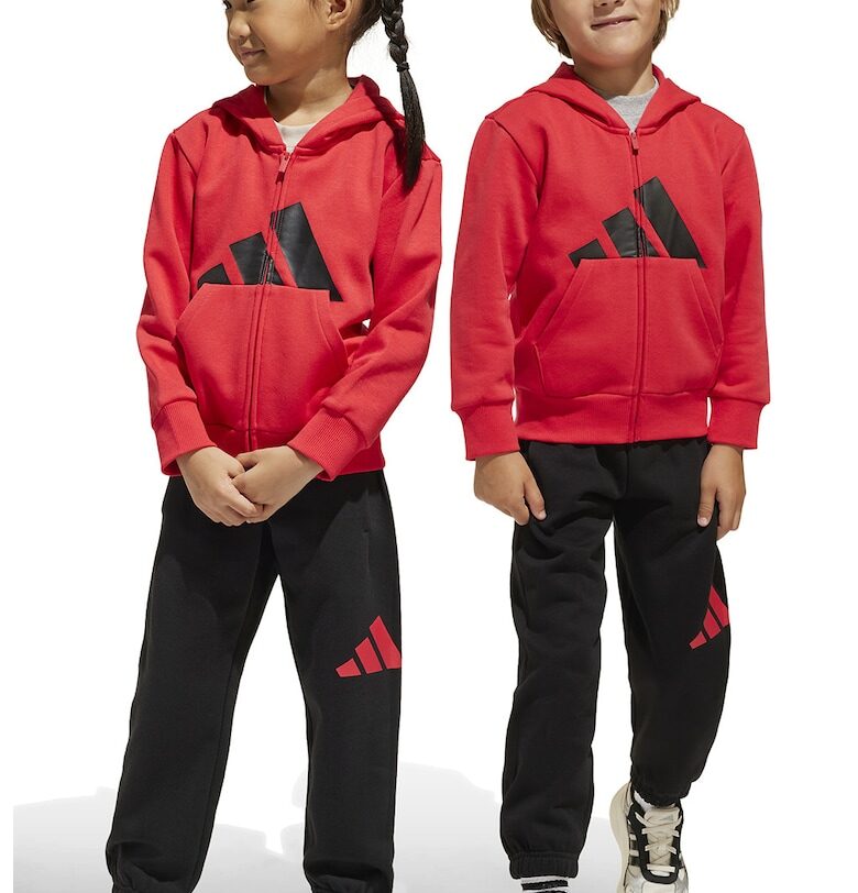 Спортен екип с цип и качулка - Червен/Черен adidas Sportswear