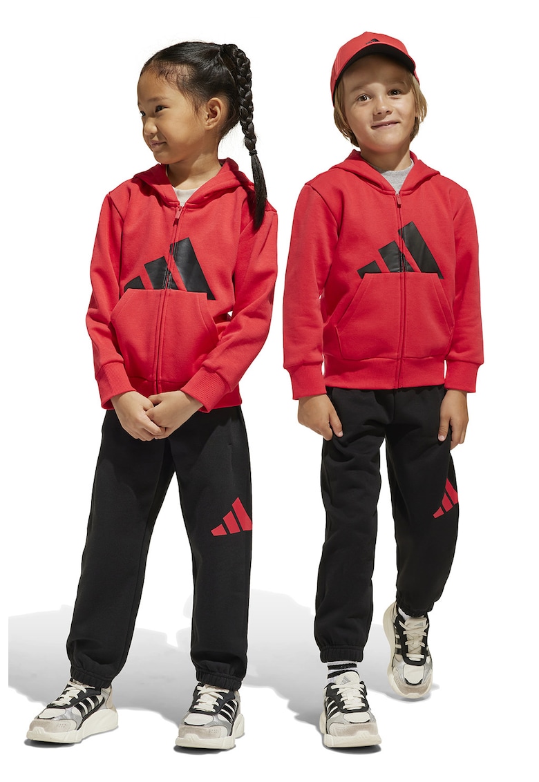 Спортен екип с цип и качулка - Червен/Черен adidas Sportswear