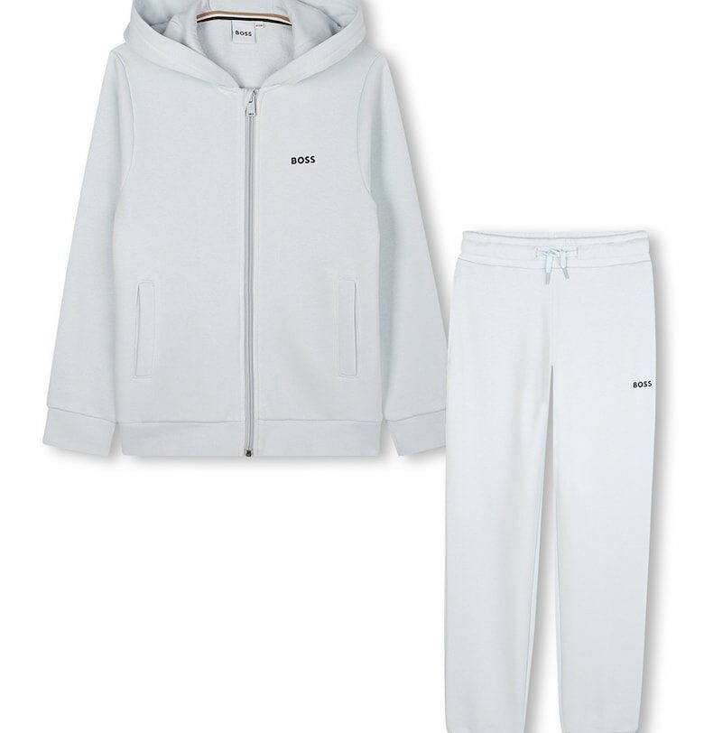 Спортен екип с цип и лого - Ледено синьо BOSS Kidswear