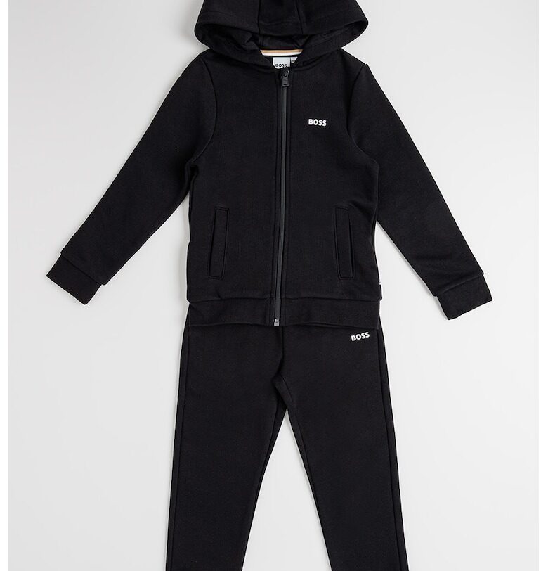 Спортен екип с цип и лого - Черен BOSS Kidswear