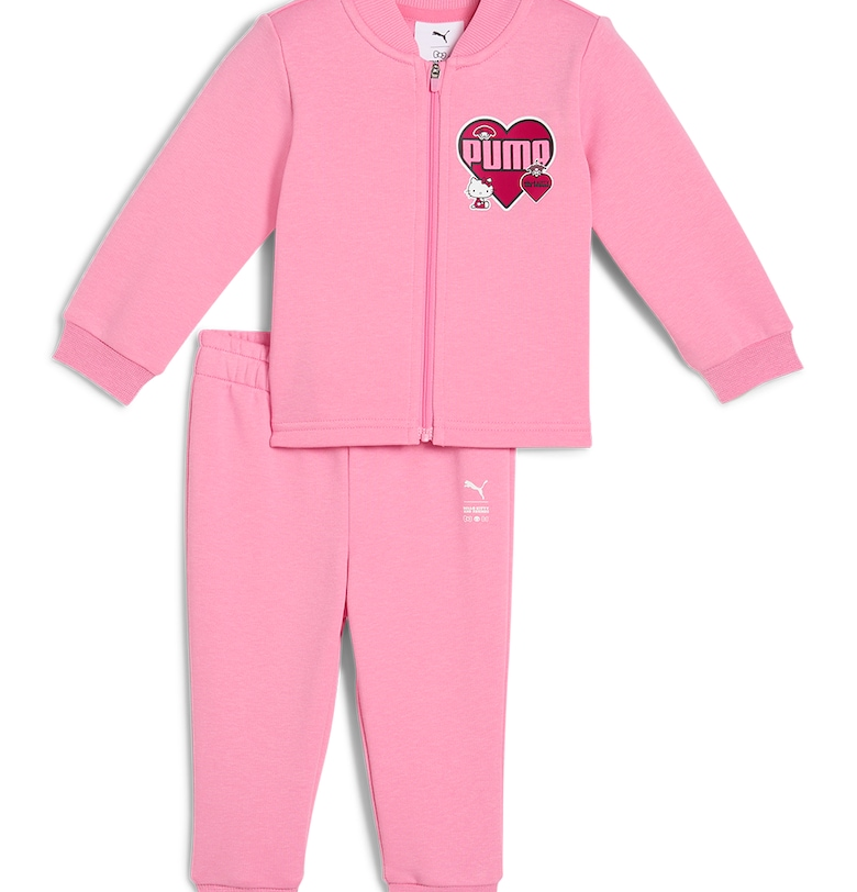 Спортен екип с шарка на Hello Kitty и цип - Бял/Малина/Пастелнорозов Puma