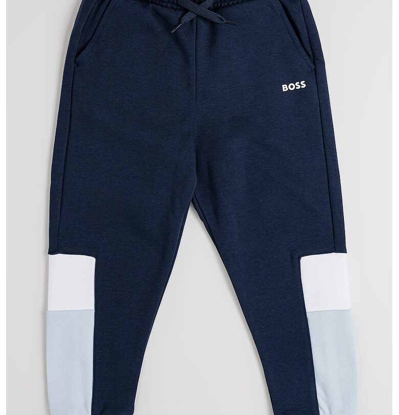 Спортен панталон в цветен блок с връзка - Бял/Тъмносин BOSS Kidswear