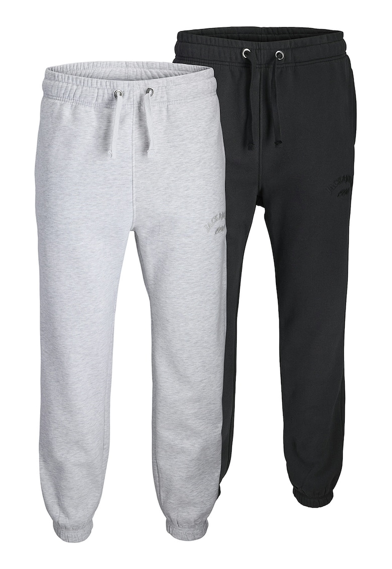 Спортен панталон от органичен памук - 2 чифта - Светло сив/Черен меланж Jack Jones