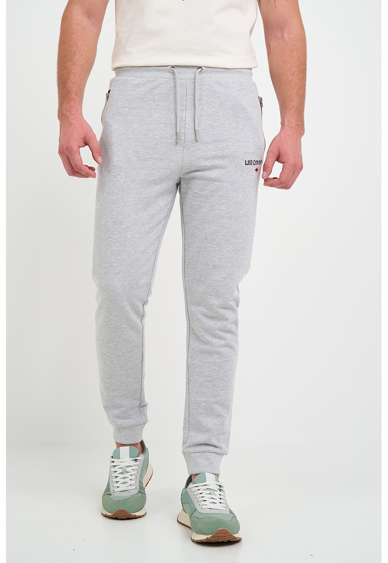 Спортен панталон с връзка и джобове с цип - Светлосив меланж Lee Cooper