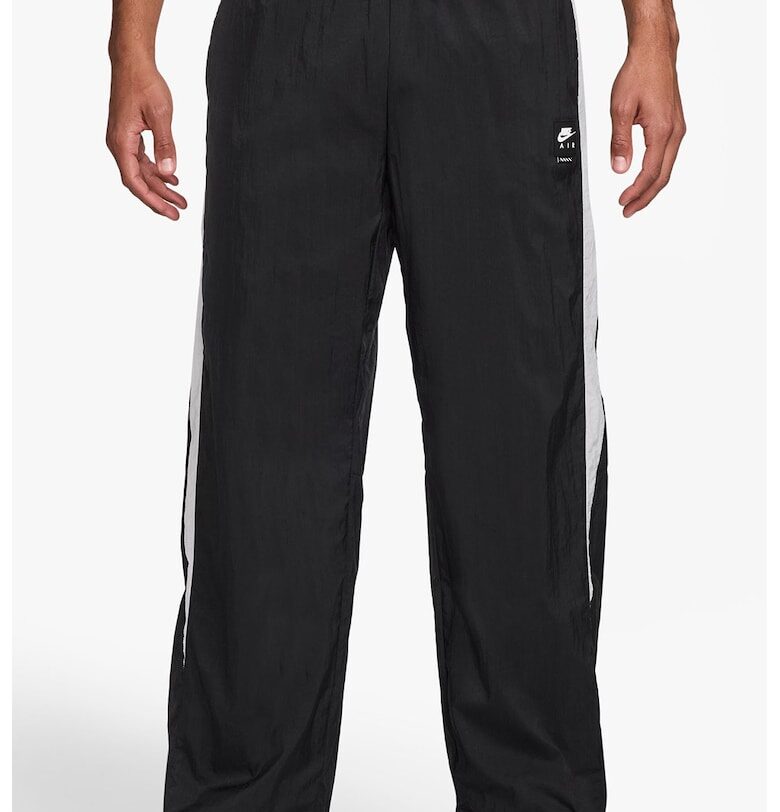 Спортен панталон с джобове с цип и връзки на подгъвите - Бял/Черен Nike