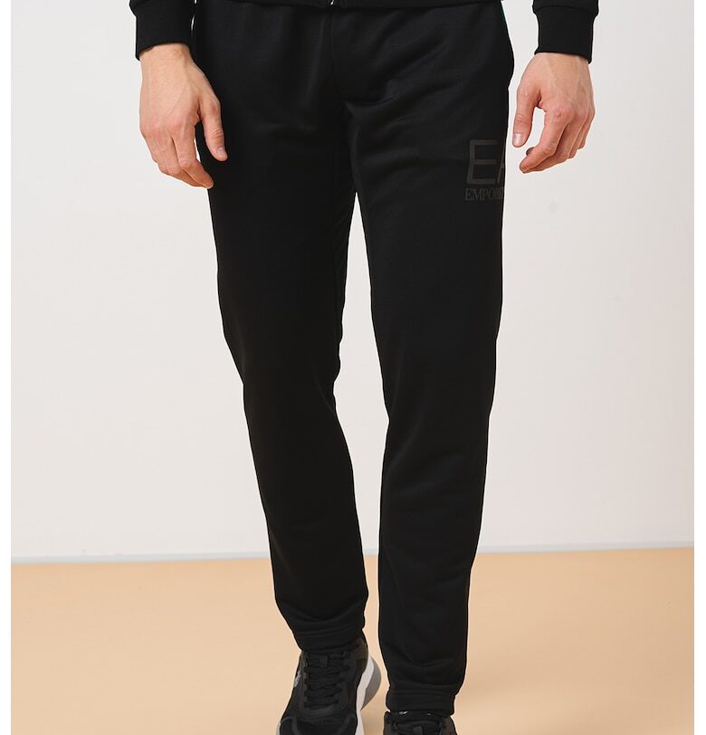 Спортен панталон с лого - Черен/Светлозелен EA7