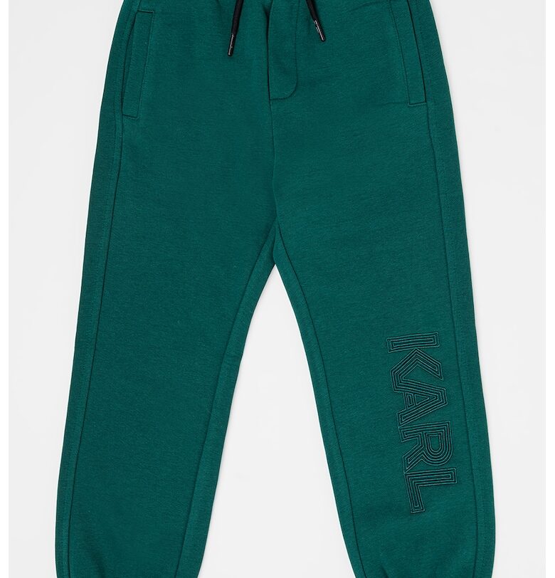 Спортен панталон с лого и връзка - Тъмнозелен KARL LAGERFELD KIDS
