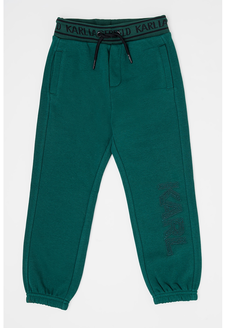 Спортен панталон с лого и връзка - Тъмнозелен KARL LAGERFELD KIDS