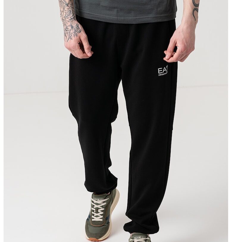 Спортен панталон с модал и връзка - Черен EA7