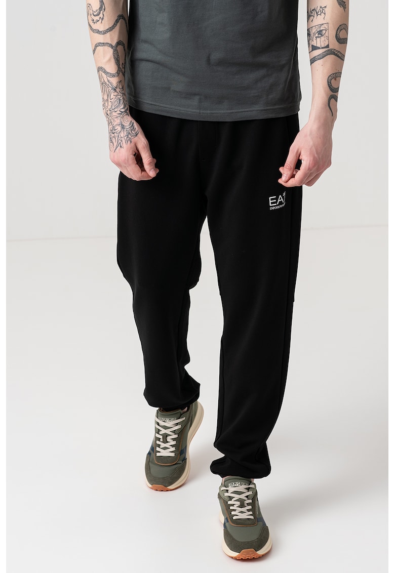 Спортен панталон с модал и връзка - Черен EA7