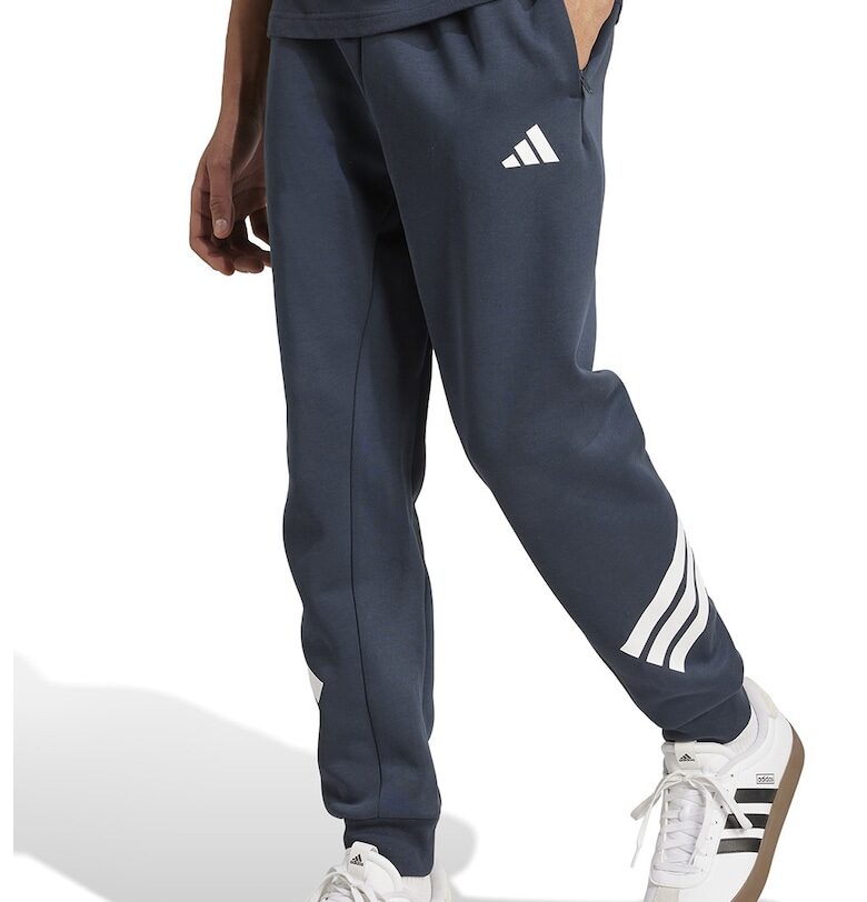 Спортен панталон с памук с лого - Бял/Тъмносин adidas Sportswear