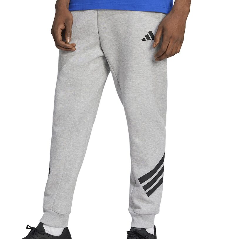 Спортен панталон с памук с лого - Светлосив меланж adidas Sportswear