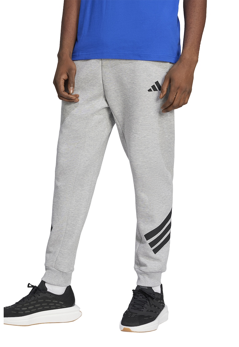 Спортен панталон с памук с лого - Светлосив меланж adidas Sportswear