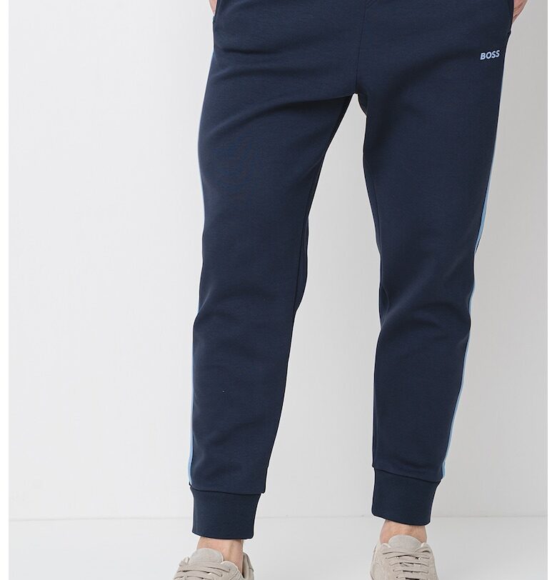 Спортен панталон с памук с лого - Ултрамарин синьо BOSS