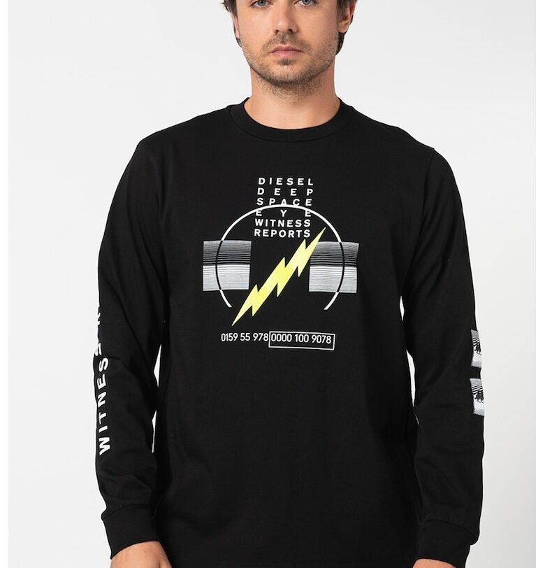 Спортна блуза с графичен принт - Бял/Черен Diesel