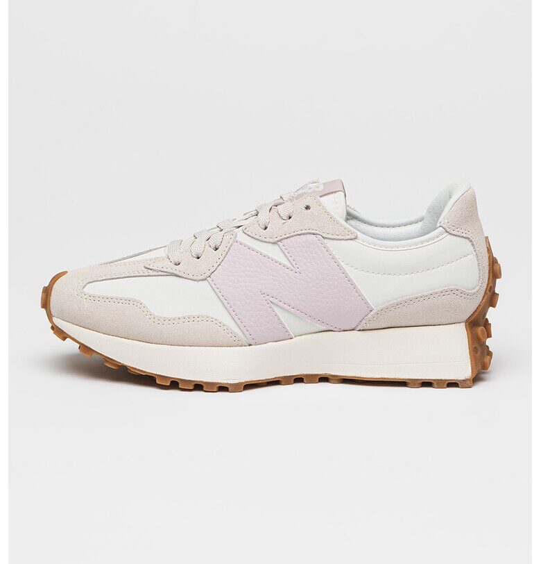 Спортни обувки 327 с кожа и велур - Слонова кост/Лилав New Balance