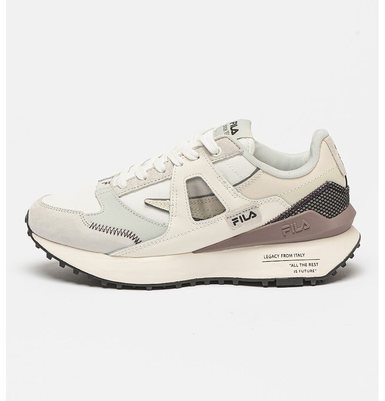 Спортни обувки Contempo с велур и цветен блок - Бял/Пепеляво сиво Fila