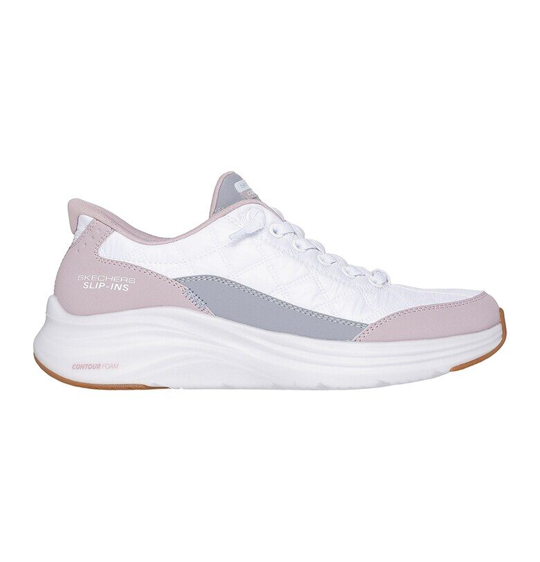 Спортни обувки Contour с еко кожа - Бял/Прашно розово Skechers
