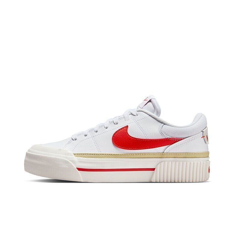 Спортни обувки Court Legacy от кожа и еко кожа - Бял/Аленочервен Nike