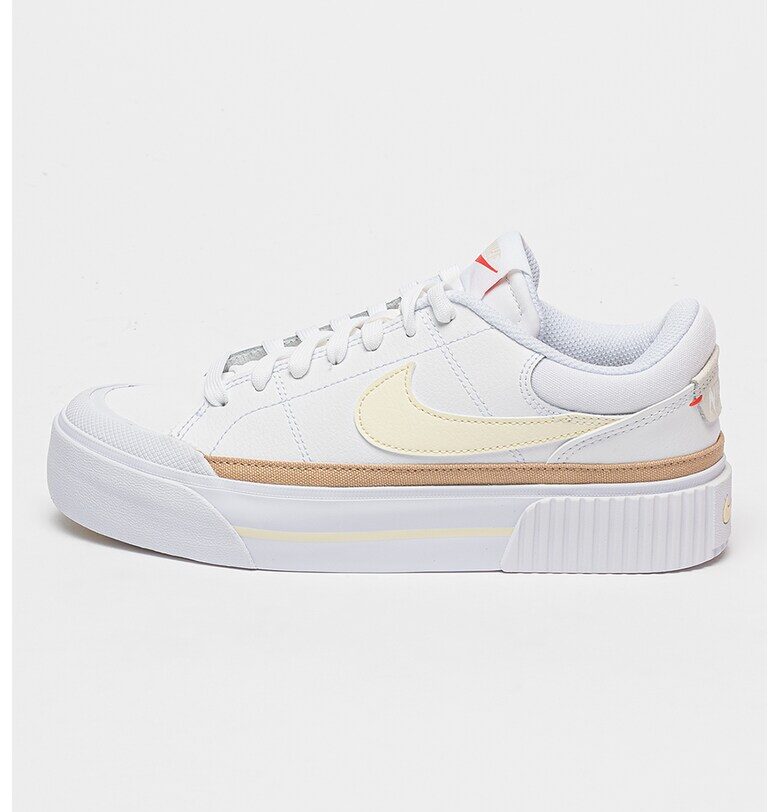 Спортни обувки Court Legacy от кожа и еко кожа - Бял/Бледожълт Nike