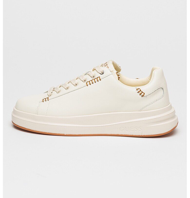 Спортни обувки Elba от кожа и еко кожа - Слонова кост/Кафяв GUESS