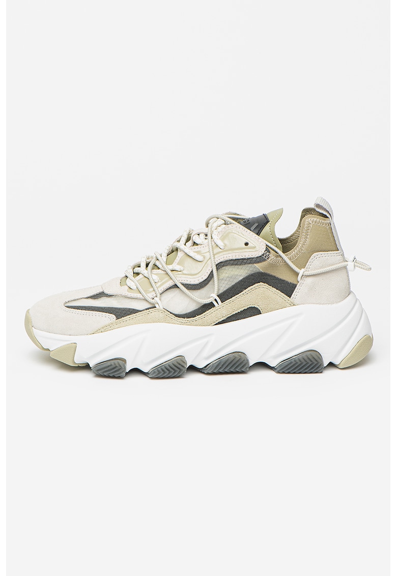 Спортни обувки Extra Bis с велур - Светло сив/Зелени аспержи ASH